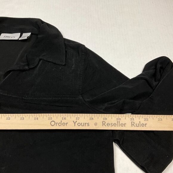 Chicos Travelers Cardigan Jacket Black Long Sleeve Button Front Stretch 1 Medium - Picture 8 of 11